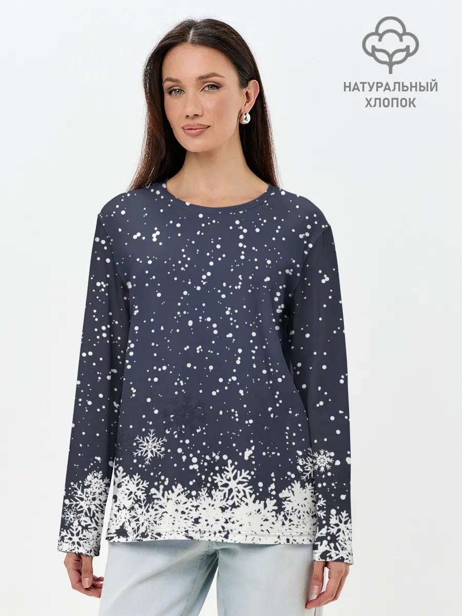 Лонгслив женский. Хлопок / Атмосфера нового года