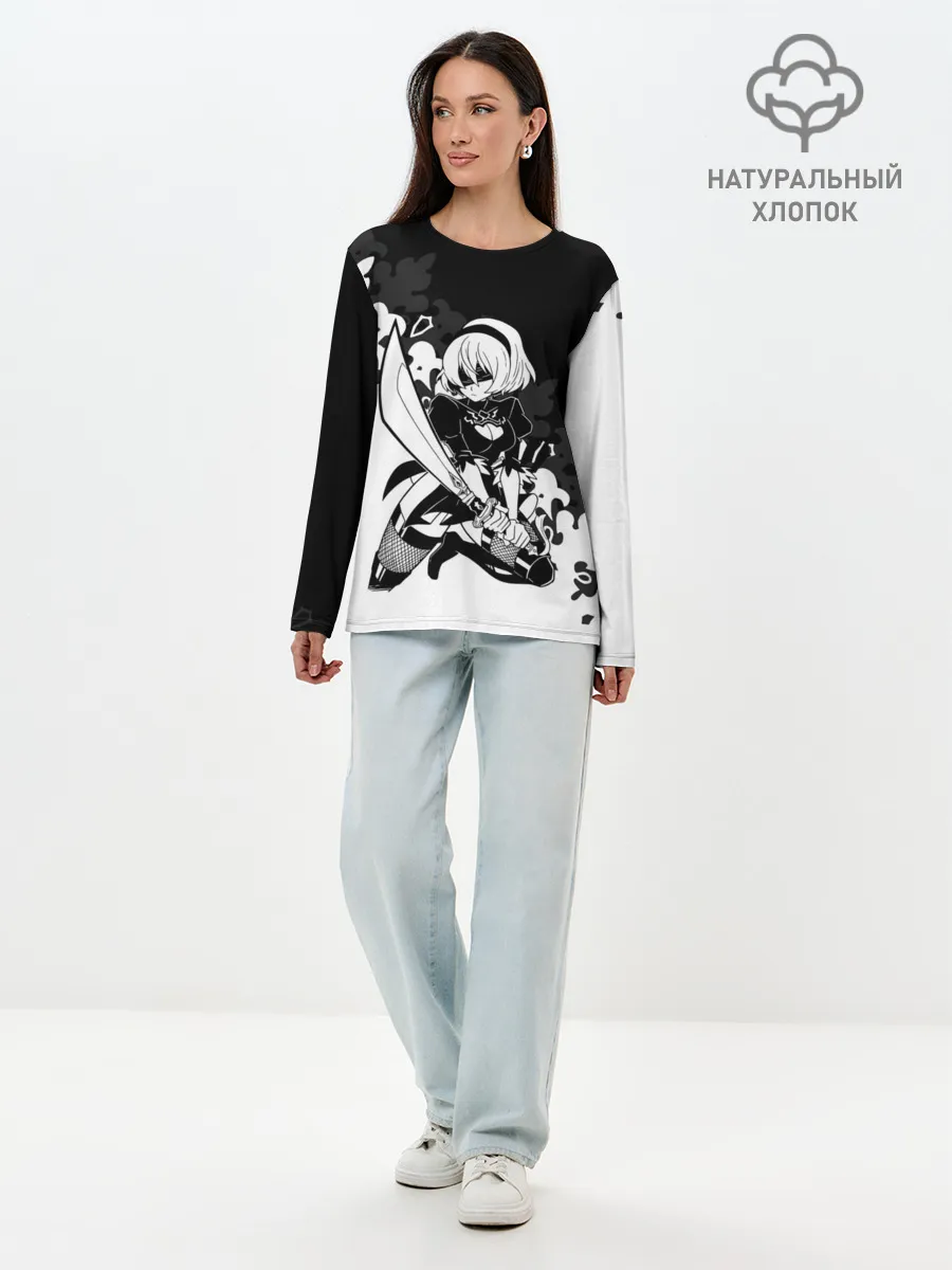 Лонгслив женский. Хлопок / NIER AUTOMATA