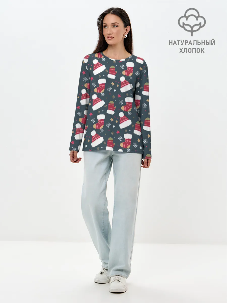 Лонгслив женский. Хлопок / Новый год 2021