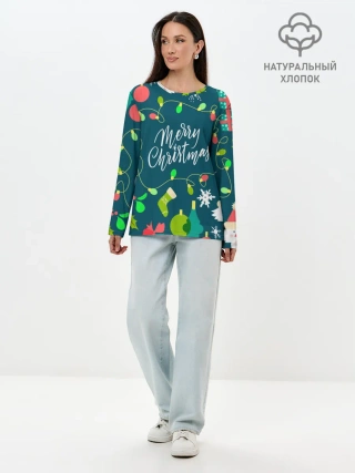 Лонгслив женский. Хлопок / Merry Christmas