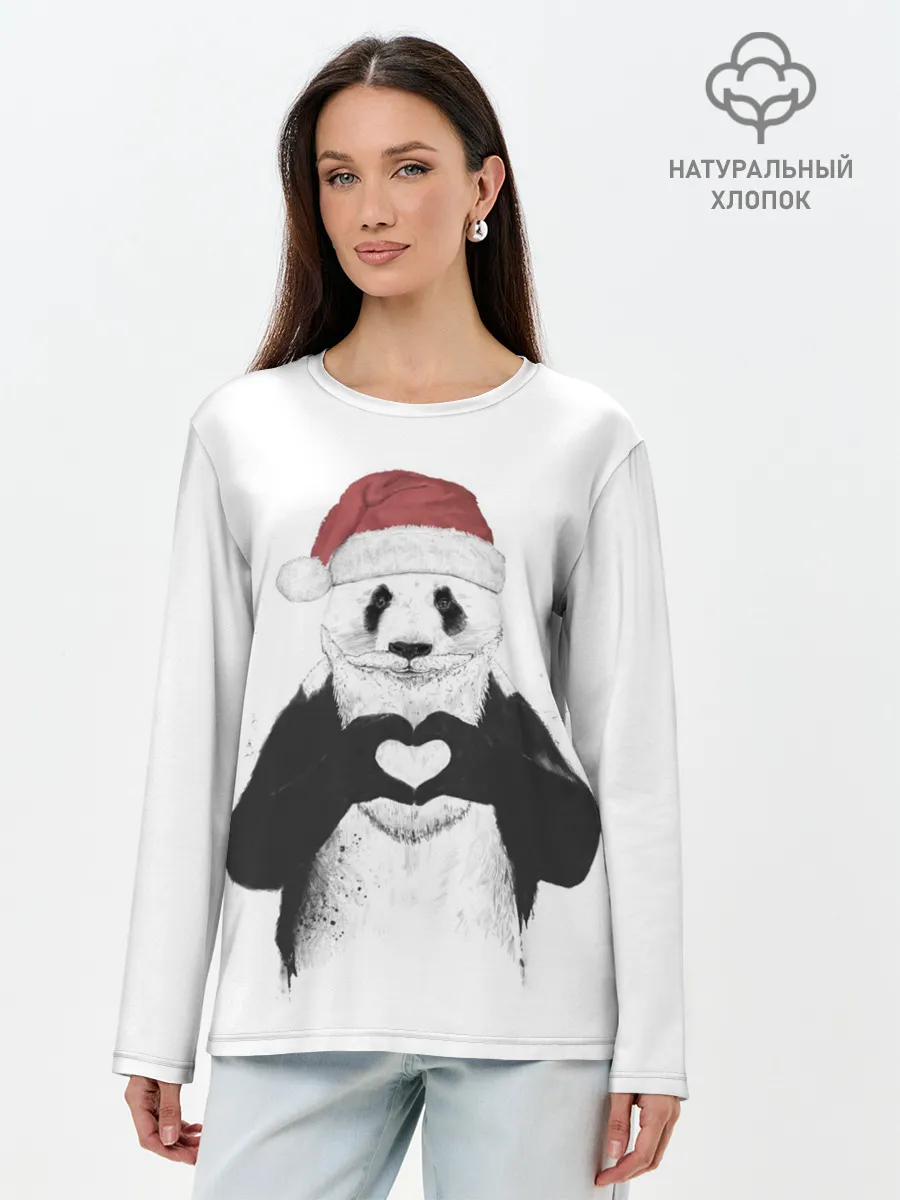 Лонгслив женский. Хлопок / Панда Клаус