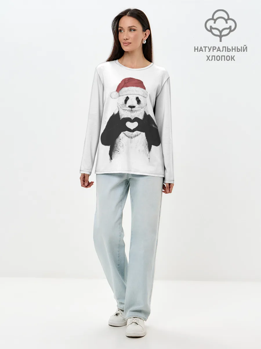 Лонгслив женский. Хлопок / Панда Клаус