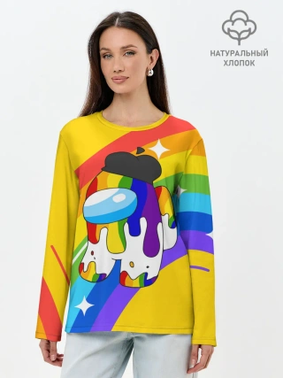 Лонгслив женский. Хлопок / AMONG US - Радужный