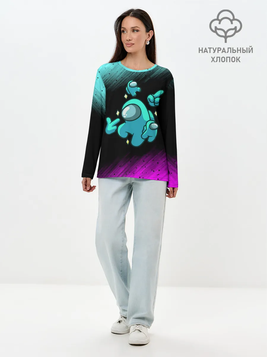 Лонгслив женский. Хлопок / AMONG US - Crewmate With Mini