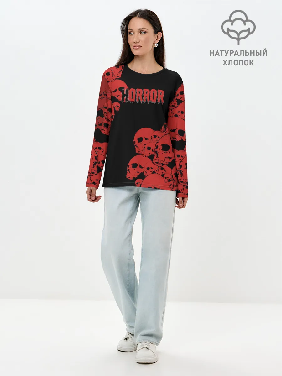 Лонгслив женский. Хлопок / Horror