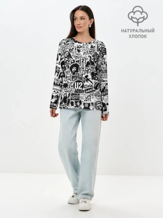 Лонгслив женский. Хлопок / Rock Band Logos