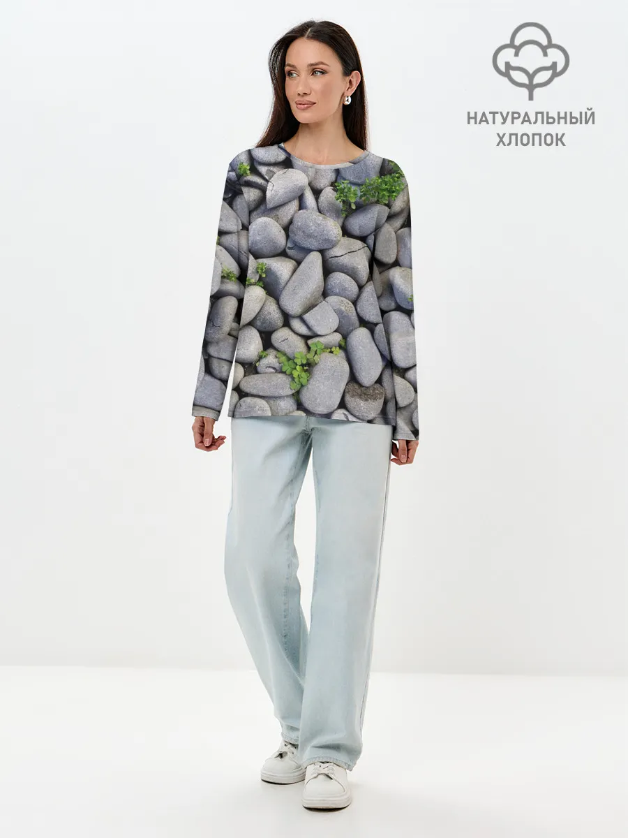 Лонгслив женский. Хлопок / Камни