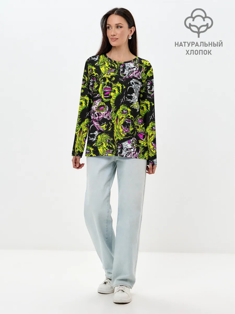 Лонгслив женский. Хлопок / ЗОМБИ