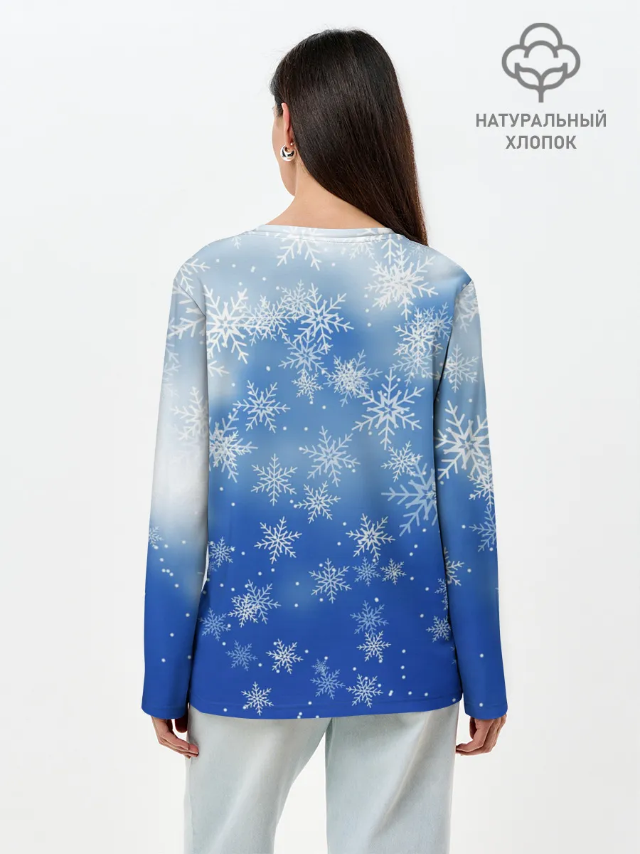 Лонгслив женский. Хлопок / НОВОГОДНИЙ ПИКАЧУ