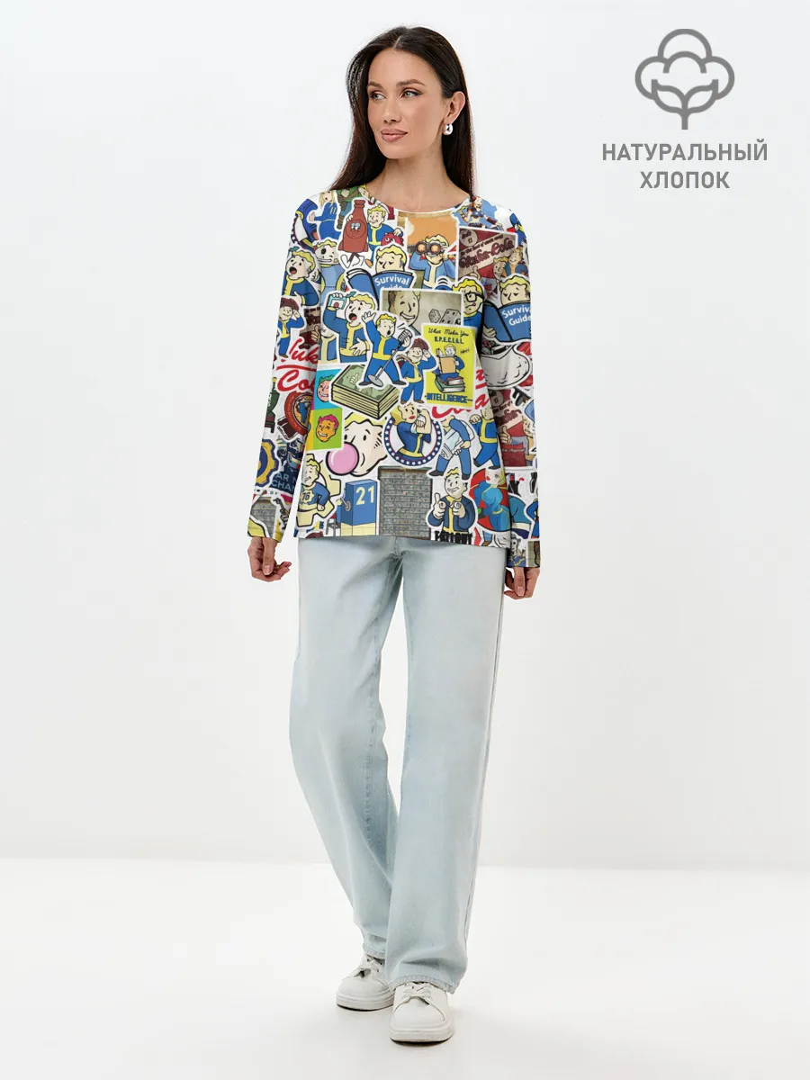 Лонгслив женский. Хлопок / FALLOUT STICKER BOMBING