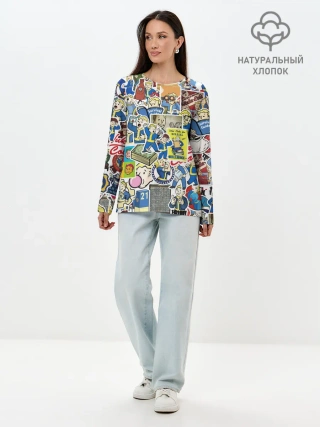 Лонгслив женский. Хлопок / FALLOUT STICKER BOMBING