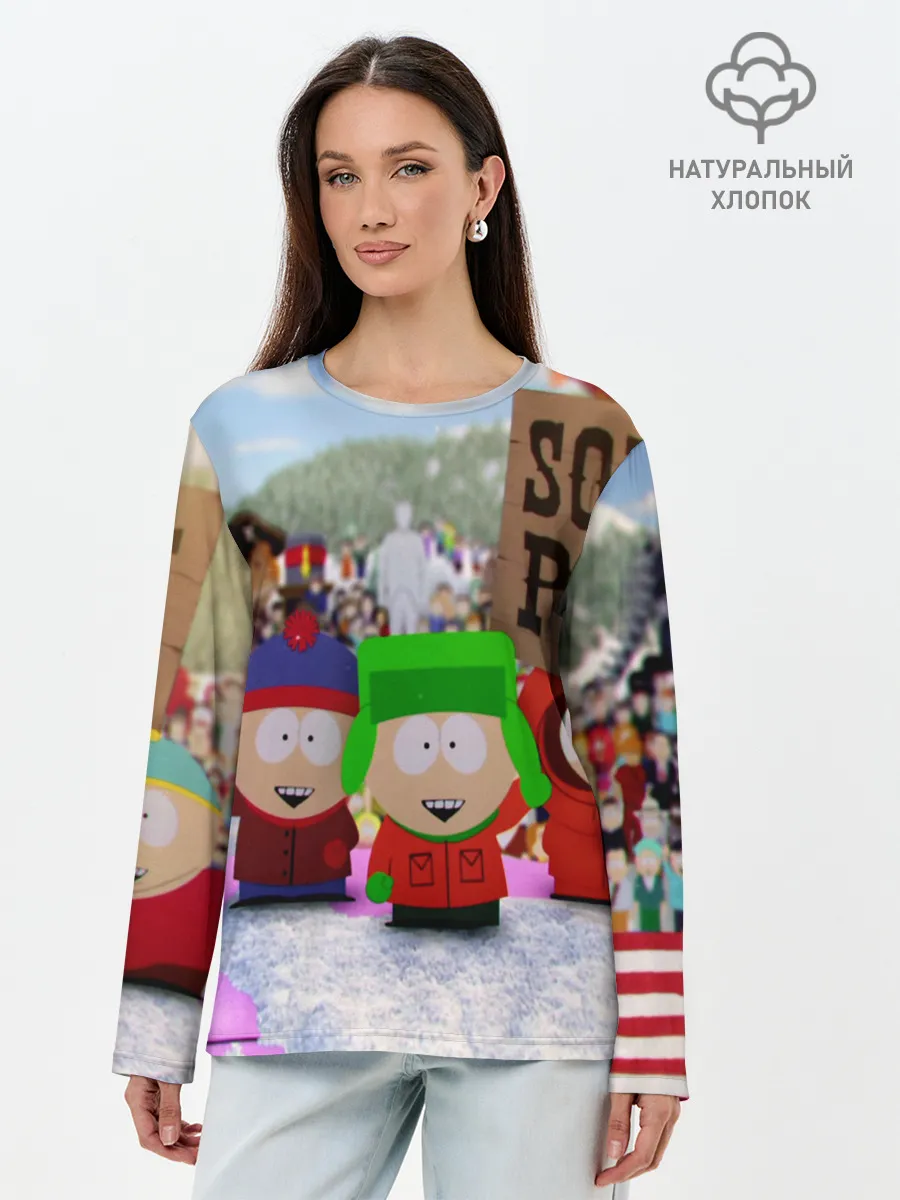 Лонгслив женский. Хлопок / Южный Парк / South Park .