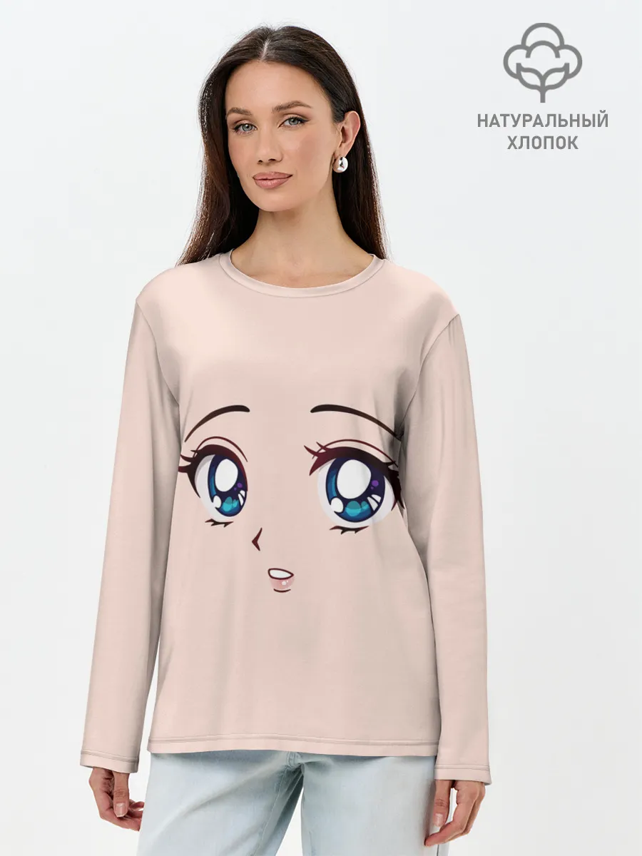 Лонгслив женский. Хлопок / Surprised anime face