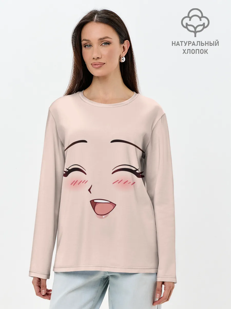 Лонгслив женский. Хлопок / Сonfused anime face