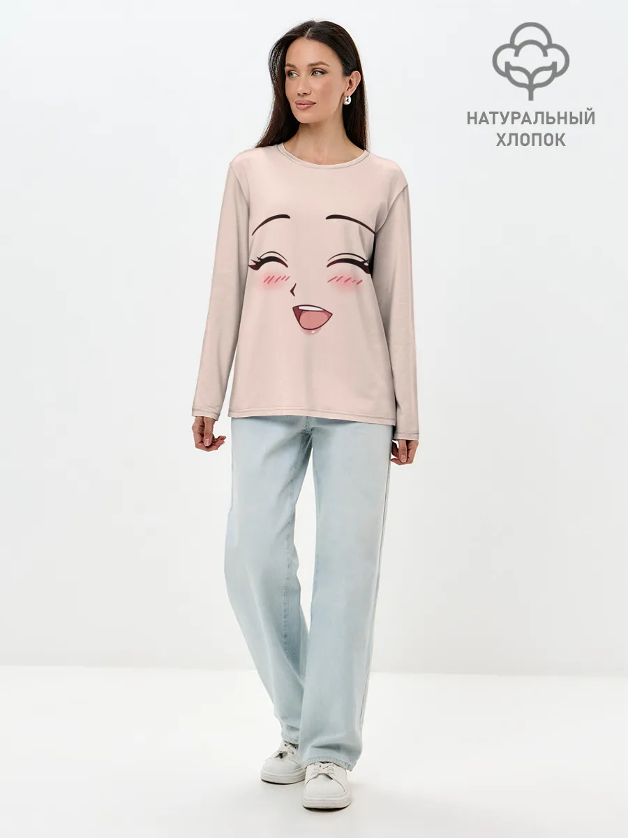 Лонгслив женский. Хлопок / Сonfused anime face