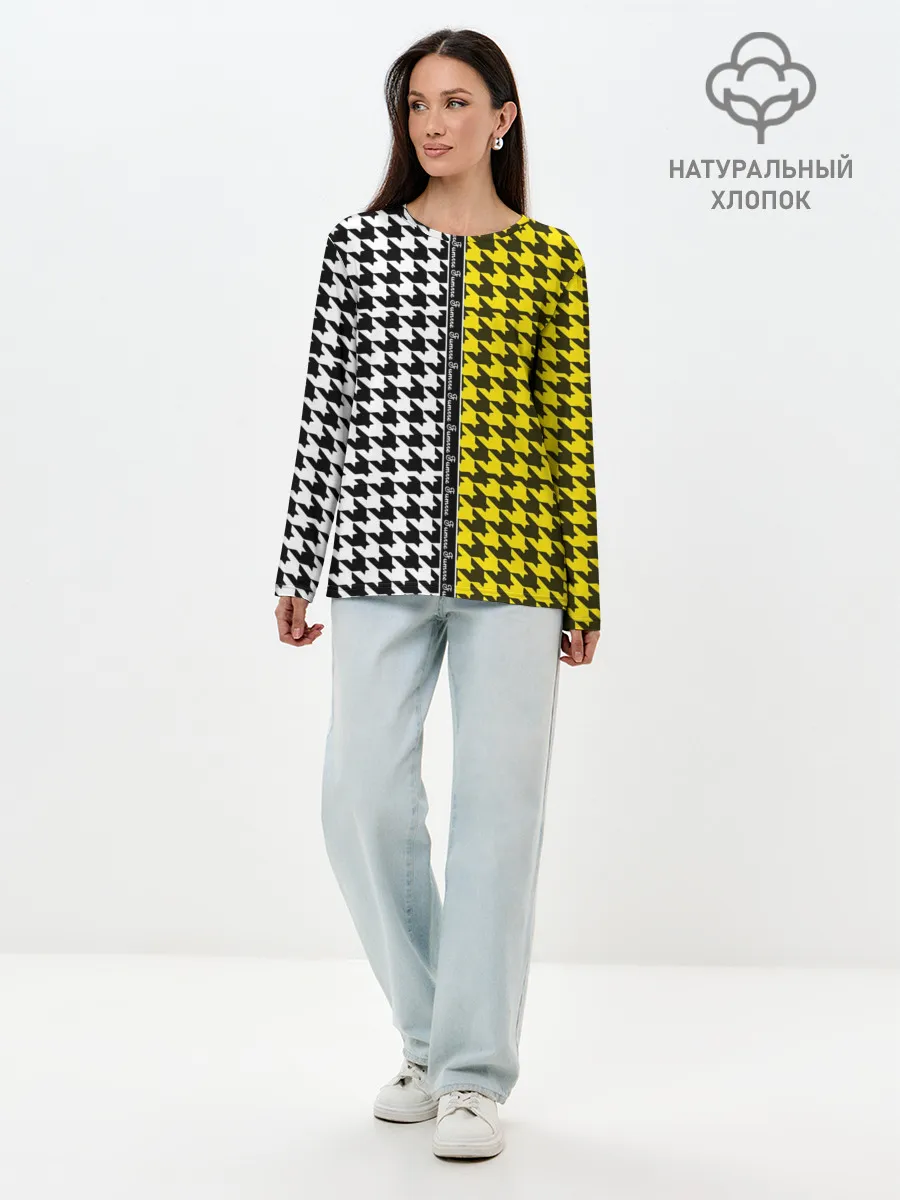 Лонгслив женский. Хлопок / гусиные лапки 3D