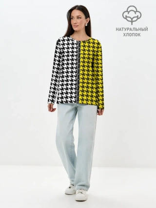 Лонгслив женский. Хлопок / гусиные лапки 3D