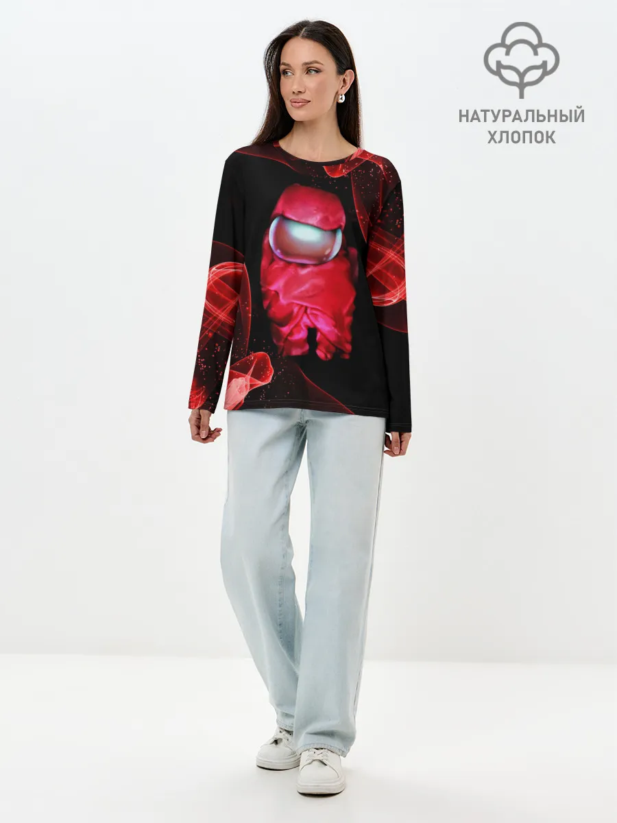 Лонгслив женский. Хлопок / AMONG US - КРАСНЫЙ