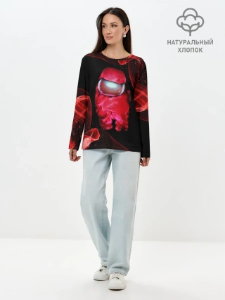 Лонгслив женский. Хлопок / AMONG US - КРАСНЫЙ