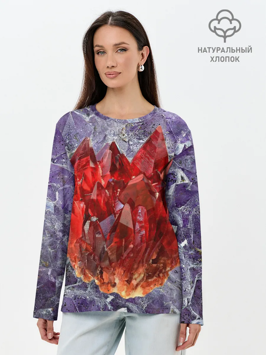 Лонгслив женский. Хлопок / Роза инков