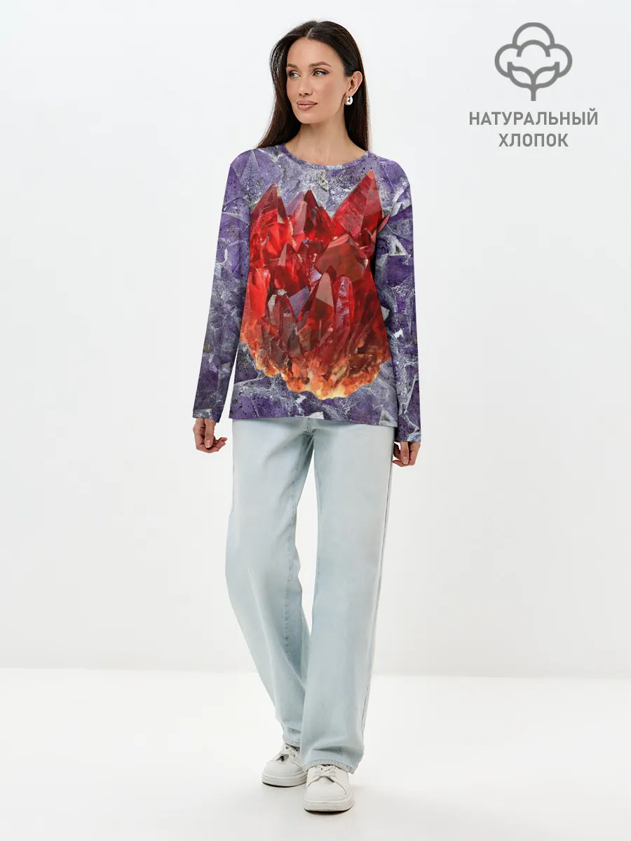 Лонгслив женский. Хлопок / Роза инков