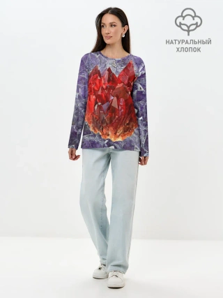 Лонгслив женский. Хлопок / Роза инков