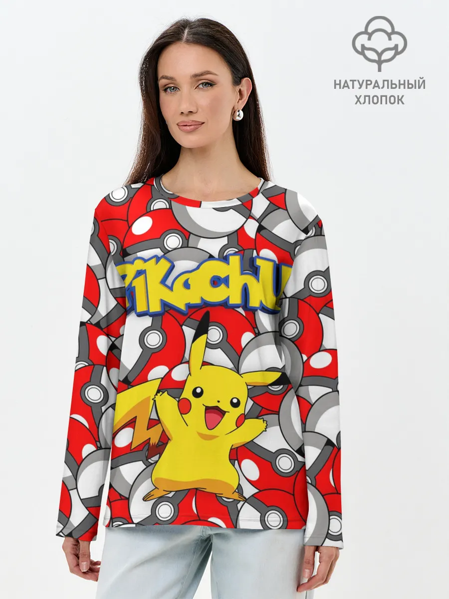 Лонгслив женский. Хлопок / ПИКАЧУ