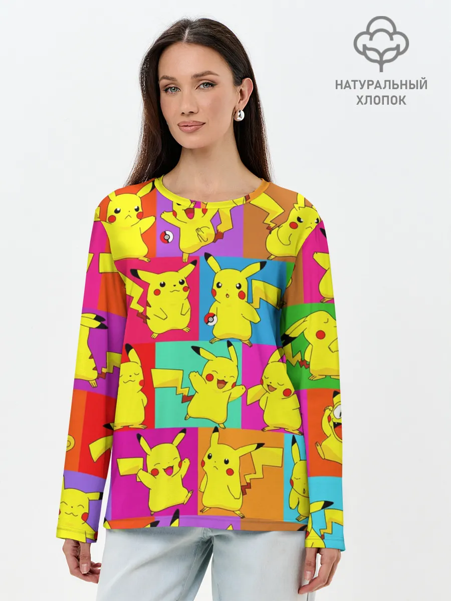 Лонгслив женский. Хлопок / ПИКАЧУ