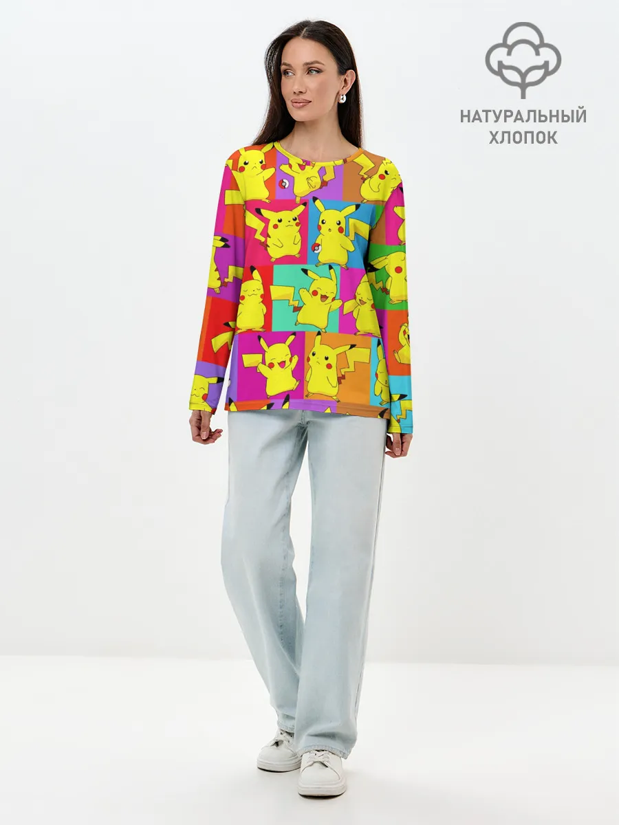 Лонгслив женский. Хлопок / ПИКАЧУ
