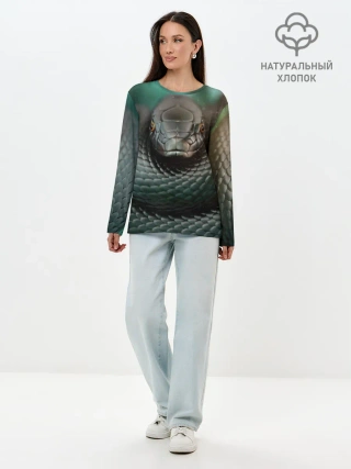 Лонгслив женский. Хлопок / Чёрная мамба