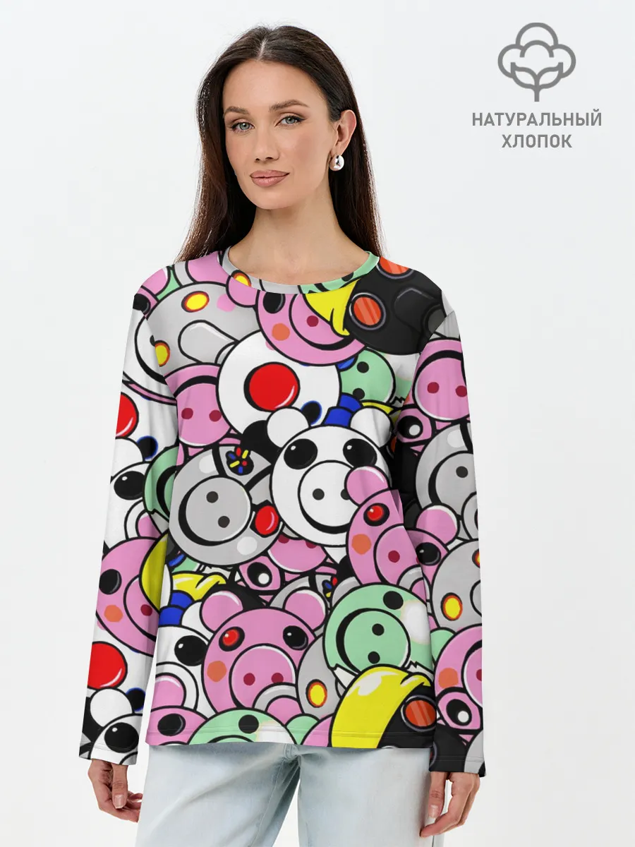 Лонгслив женский. Хлопок / ROBLOX PIGGY