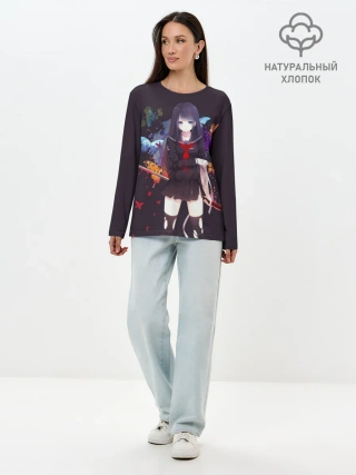Лонгслив женский. Хлопок / Кровавая бабочка