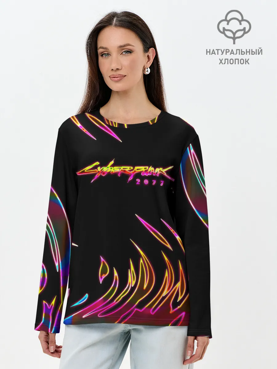 Лонгслив женский. Хлопок / Cyberpunk 2077