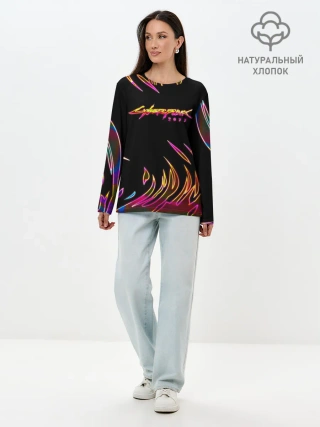 Лонгслив женский. Хлопок / Cyberpunk 2077