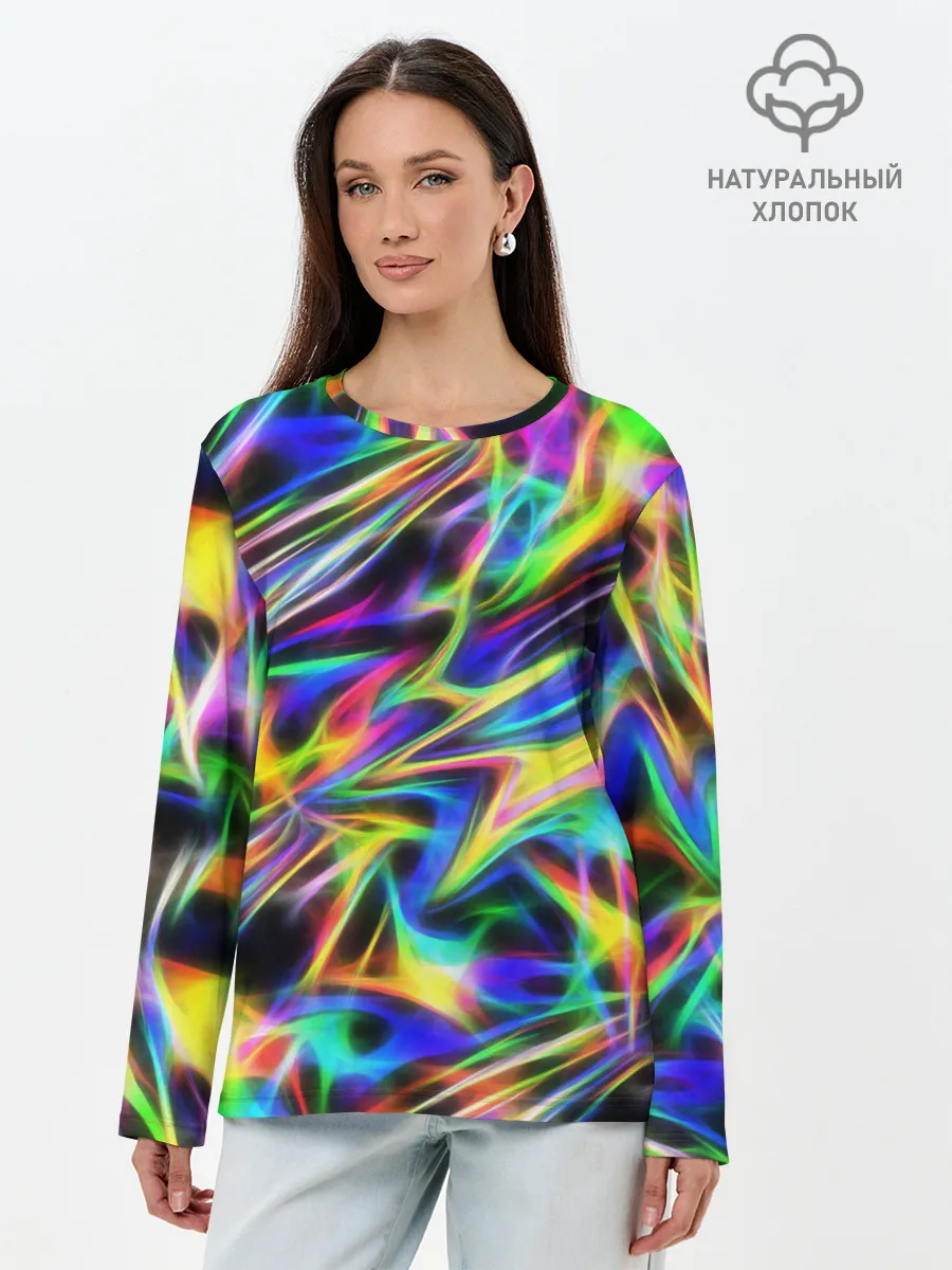 Лонгслив женский. Хлопок / Космическая хризонтема