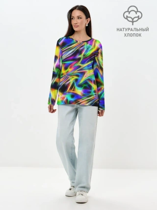 Лонгслив женский. Хлопок / Космическая хризонтема