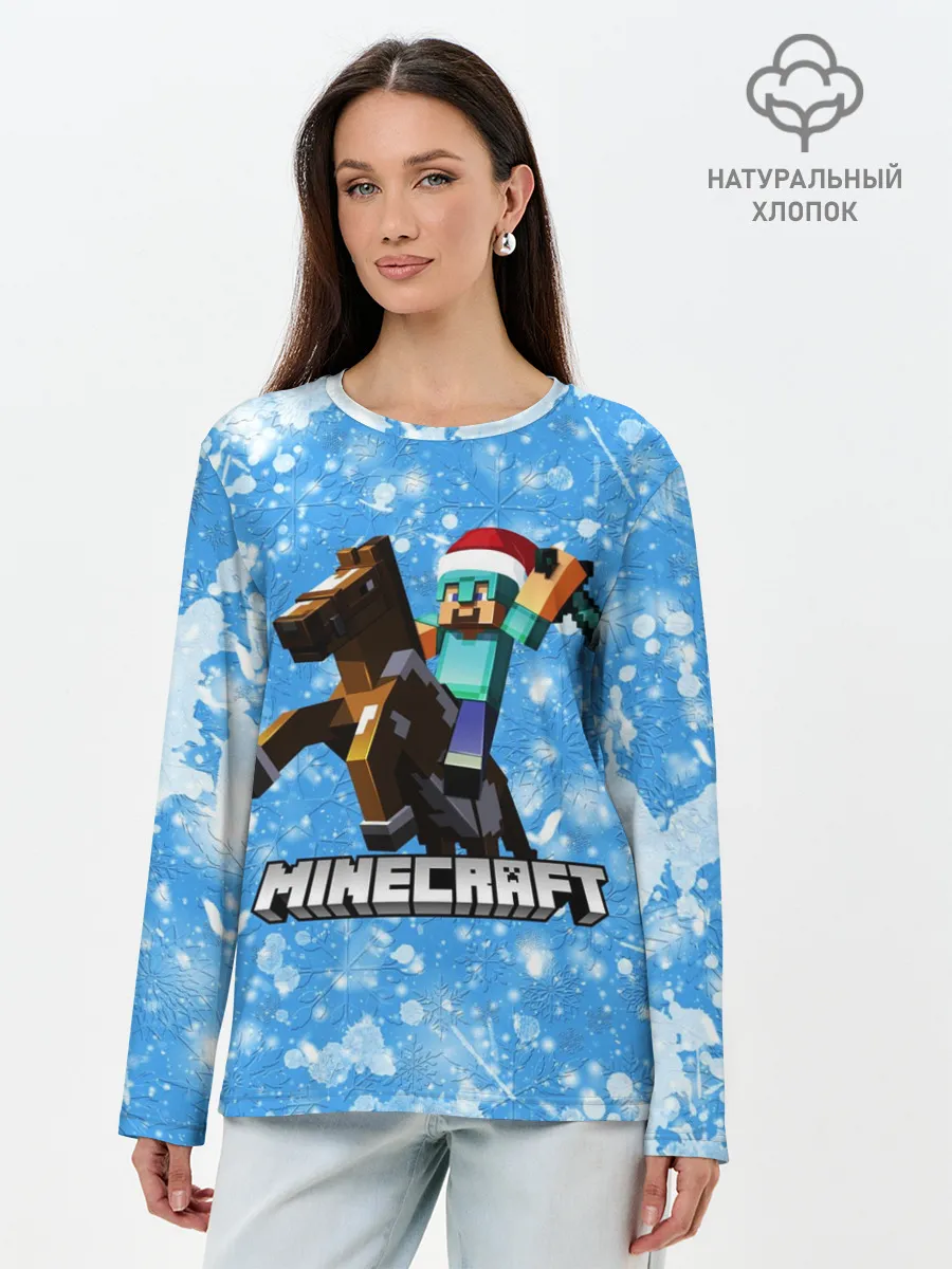 Лонгслив женский. Хлопок / Новогодний Манкрафт