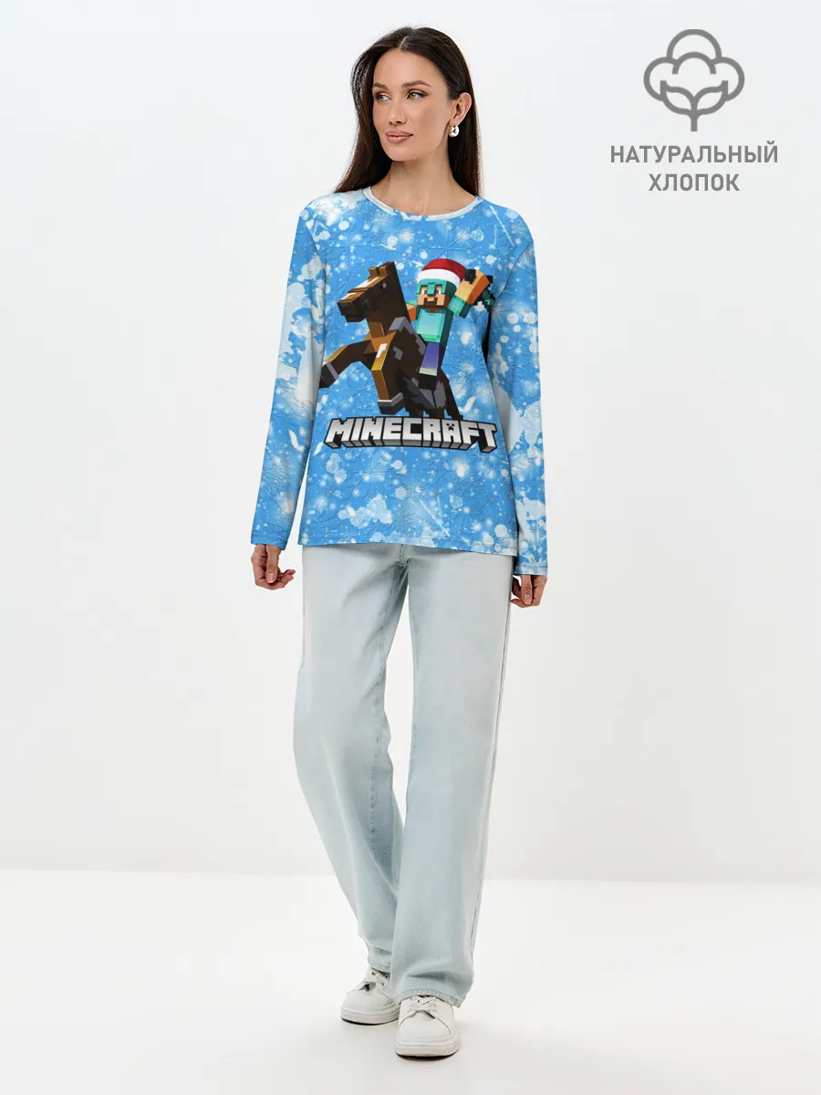 Лонгслив женский. Хлопок / Новогодний Манкрафт