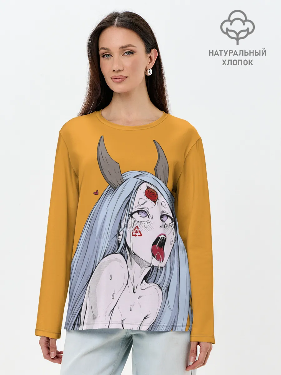 Лонгслив женский. Хлопок / Ahegao Kaguya