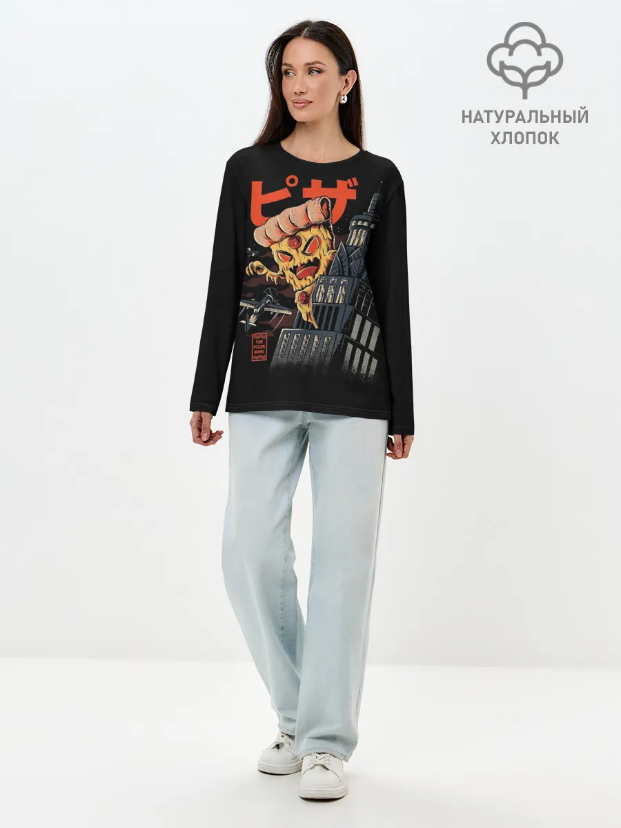 Лонгслив женский. Хлопок / Pizza Kong