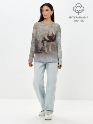 Лонгслив женский. Хлопок / Бойцовый бультерьер