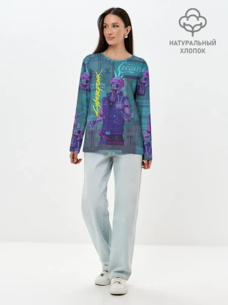 Лонгслив женский. Хлопок / Cyberpunk 2077