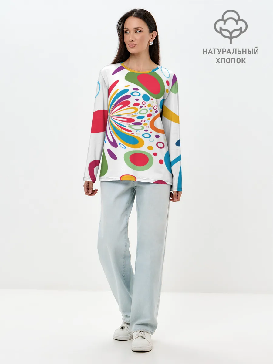 Лонгслив женский. Хлопок / Яркие краски