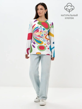 Лонгслив женский. Хлопок / Яркие краски