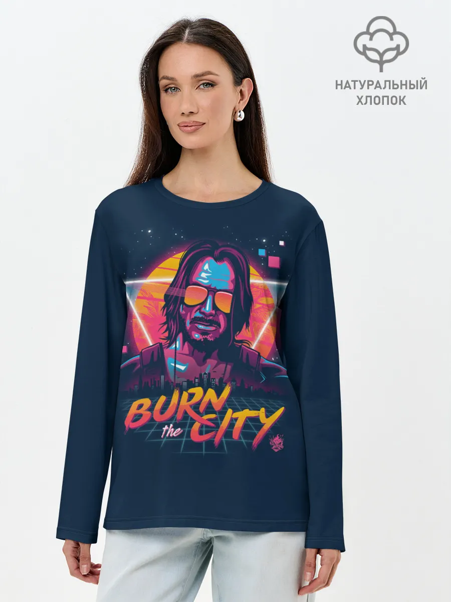 Лонгслив женский. Хлопок / Cyberpunk 2077