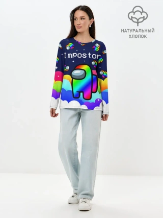 Лонгслив женский. Хлопок / РАДУЖНЫЙ IMPOSTOR