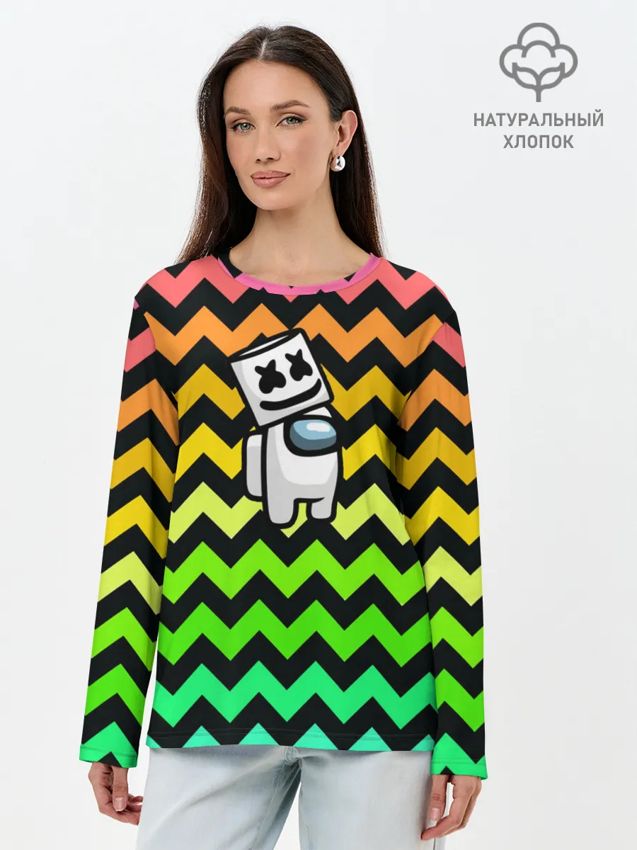 Лонгслив женский. Хлопок / Among Us Marshmello