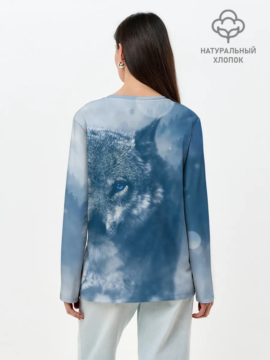 Лонгслив женский. Хлопок / Красивый волк