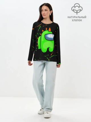 Лонгслив женский. Хлопок / AMONG US - FORTNITE REX