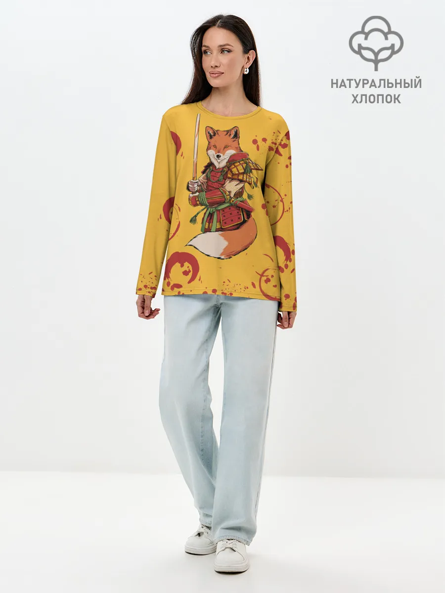 Лонгслив женский. Хлопок / Лис Самурай
